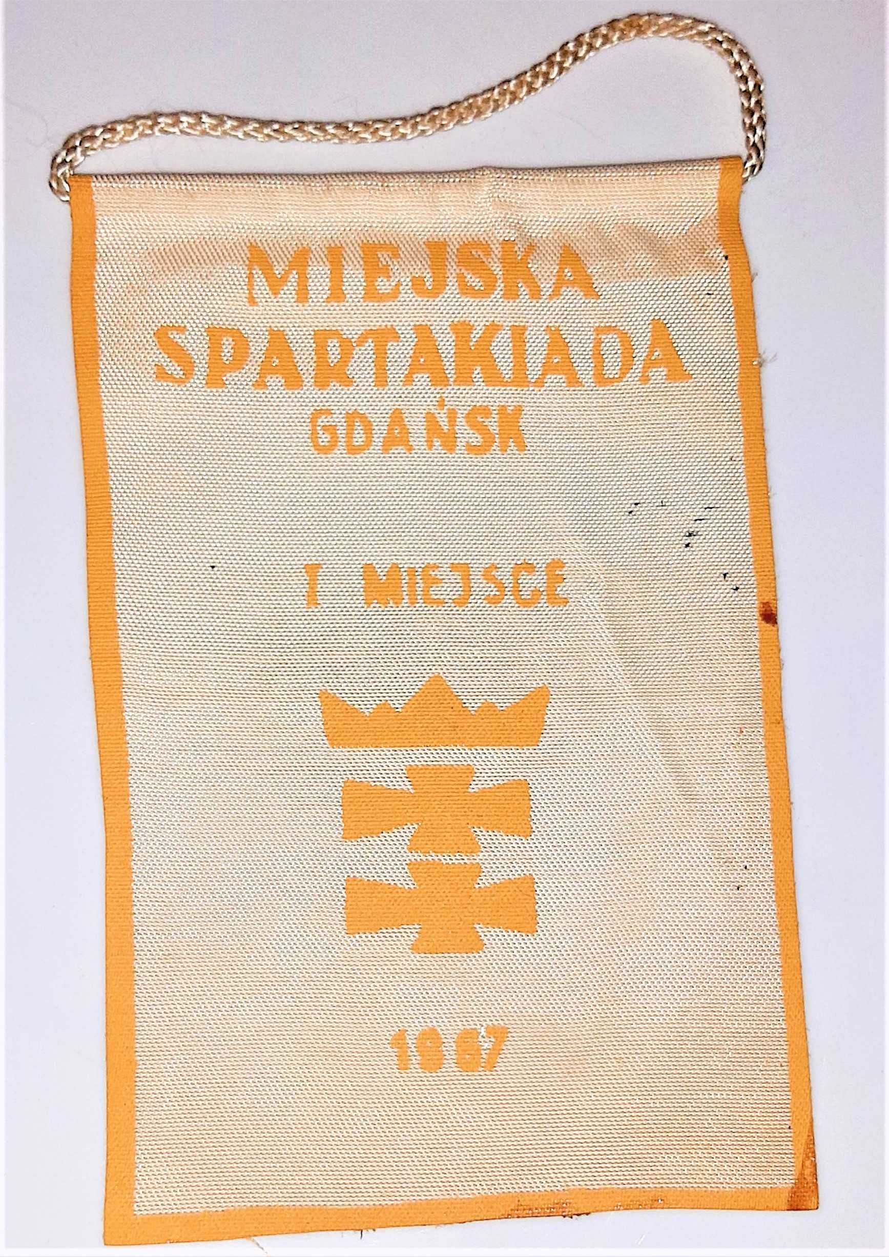 Proporczyk Gdańsk Herb Miejska Spartakiada I miejsce 1967