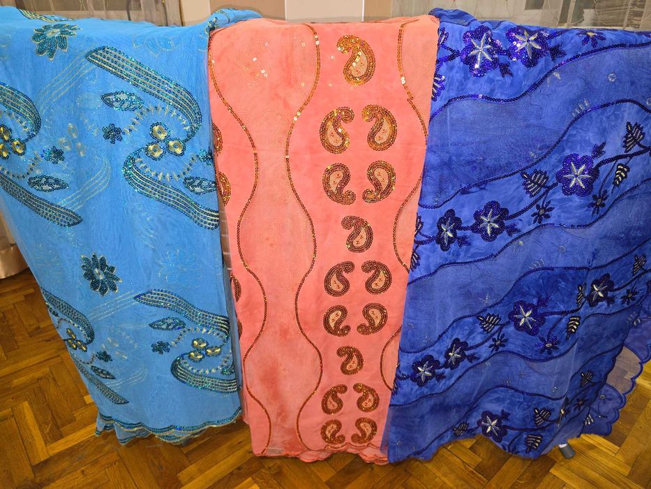 Фабричный Сирийский Шифон,расшитый паетками,лайкра,фурнитура