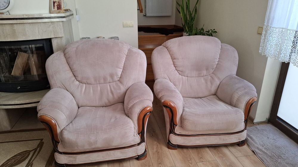 Zestaw wypoczynkowy 2x fotele sofa z funkcją spaniaia