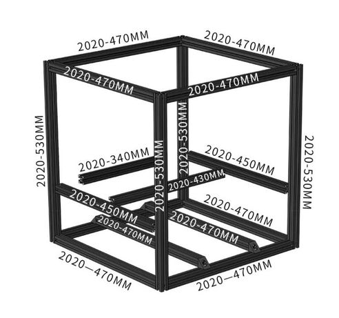 Rama drukarka 3d Voron 2.4 czarna komplet 350x350 profile 2020 Fysetc
