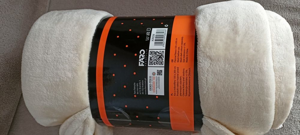 Koc pluszowy z mikrofibry ecru