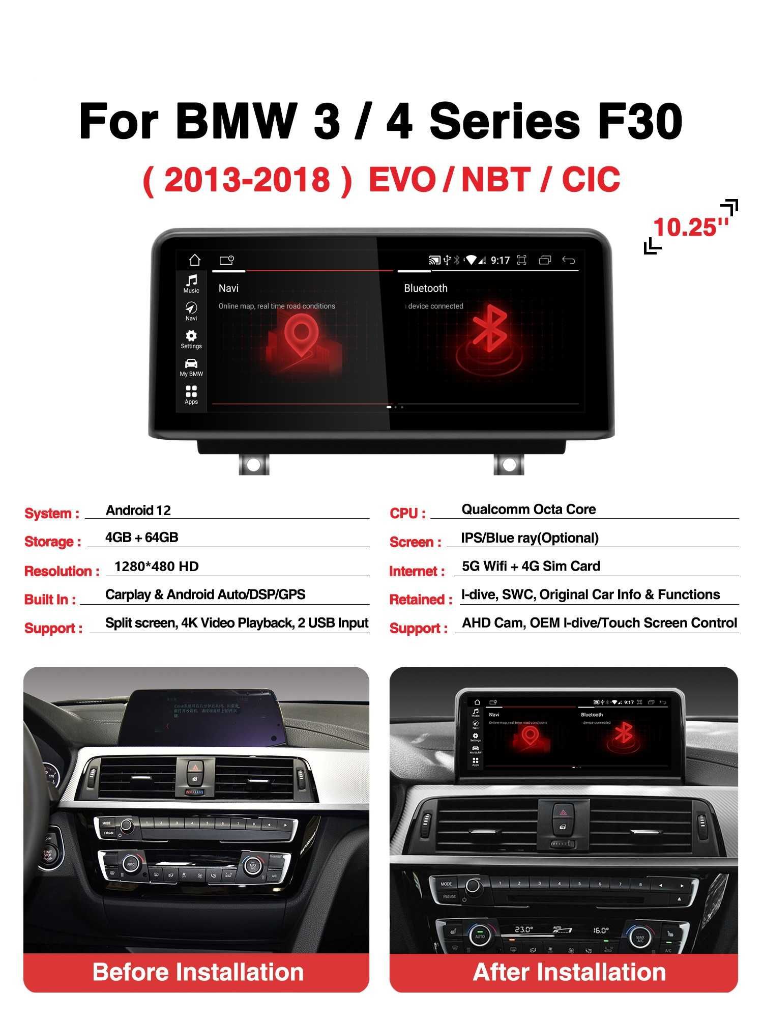 Radio nawigacja ANDROID 13 BMW 3 F30 F31 F34