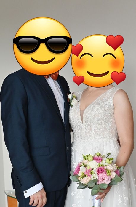 Kremowa suknia ślubna