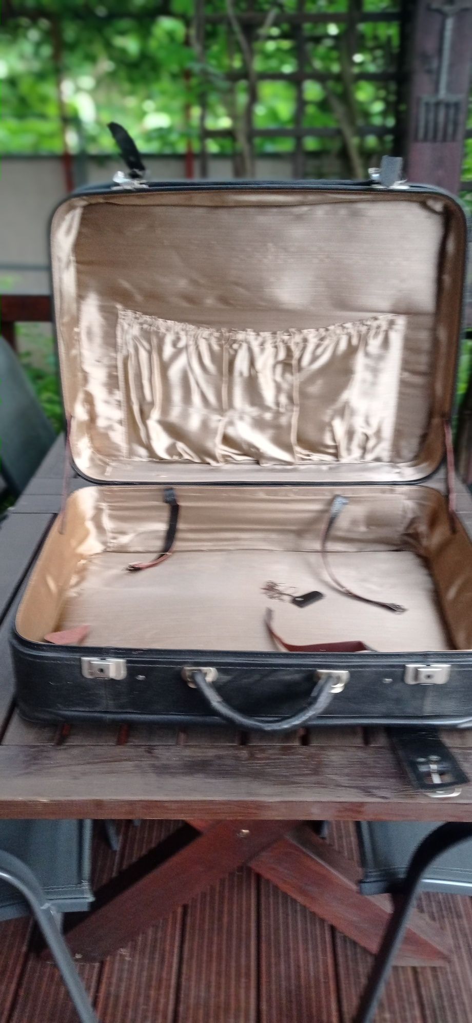 Walizka skórzana 66cmx50cmx20cm czarna lata 70te