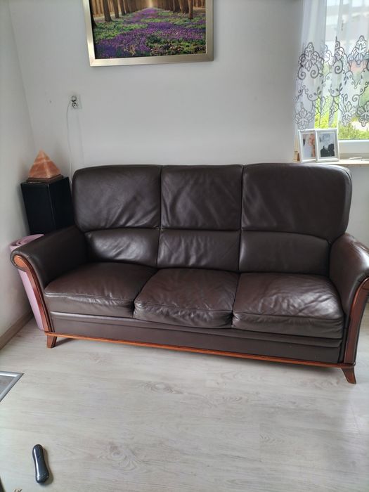 Kanapa+fotel skóra naturalna.