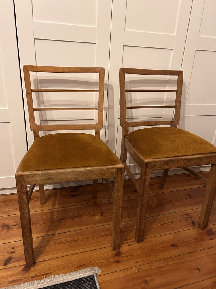 2 krzesła fornirowane polskie art deco z 1938 vintage przedwojenne