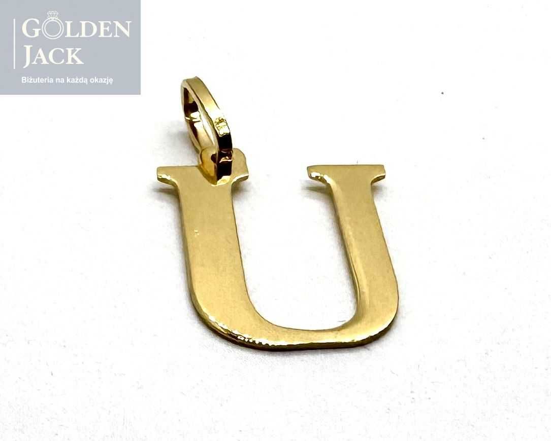 Złota zawieszka wisiorek literka "U" złoto pr. 585 waga 0,43g dł. 2 cm