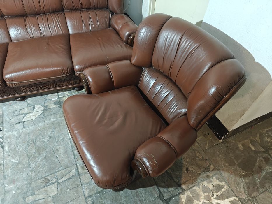 Sofa fotele skórzane komplet