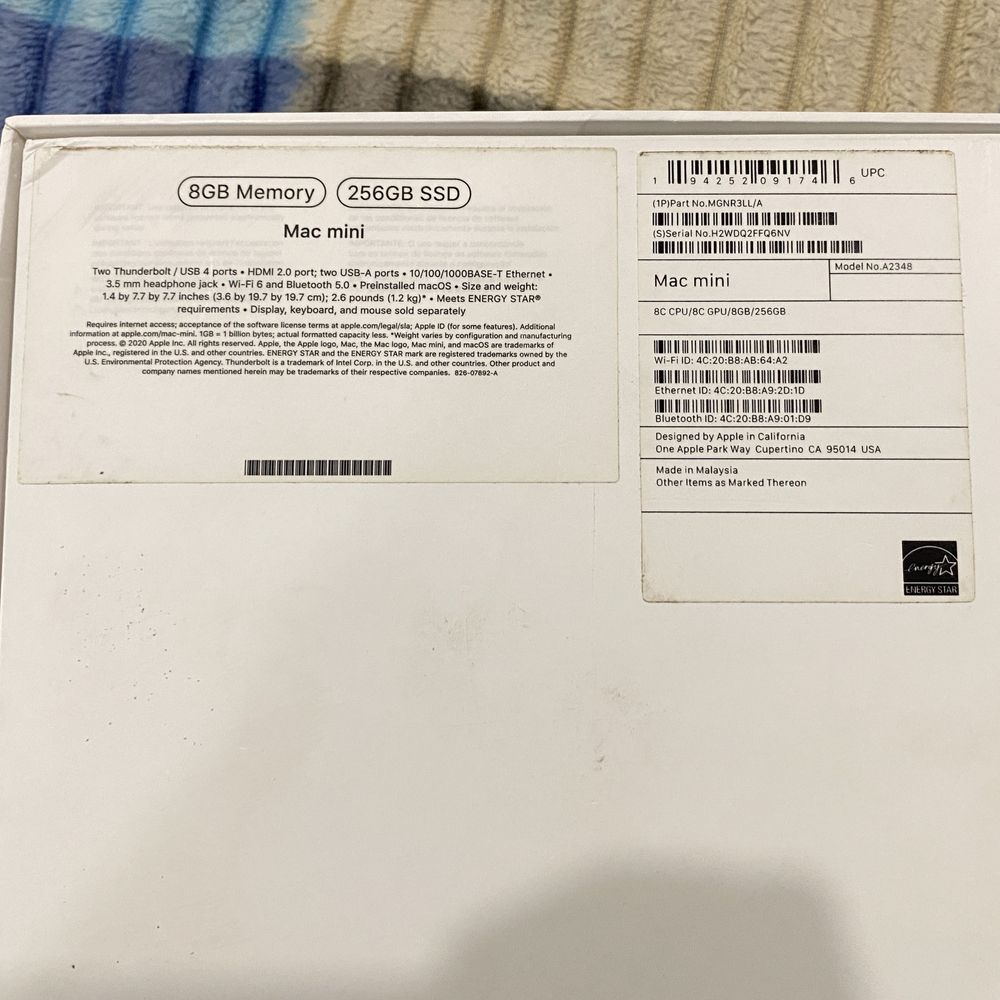 Apple Mac Mini 2020 A2348 (M1\8\256)