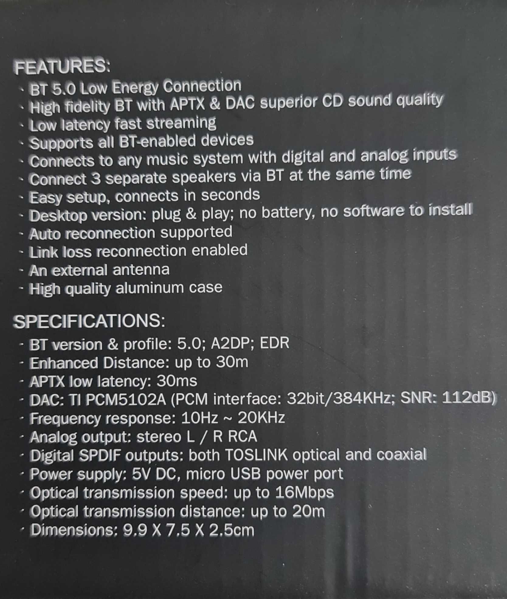 Recetor digital APTX com DAC integrado