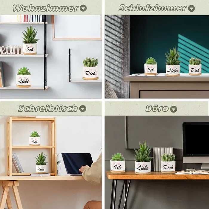 DONICZKI 3szt ceramiczne na kaktusy dekoracyjne na sukulenty NOWE s186