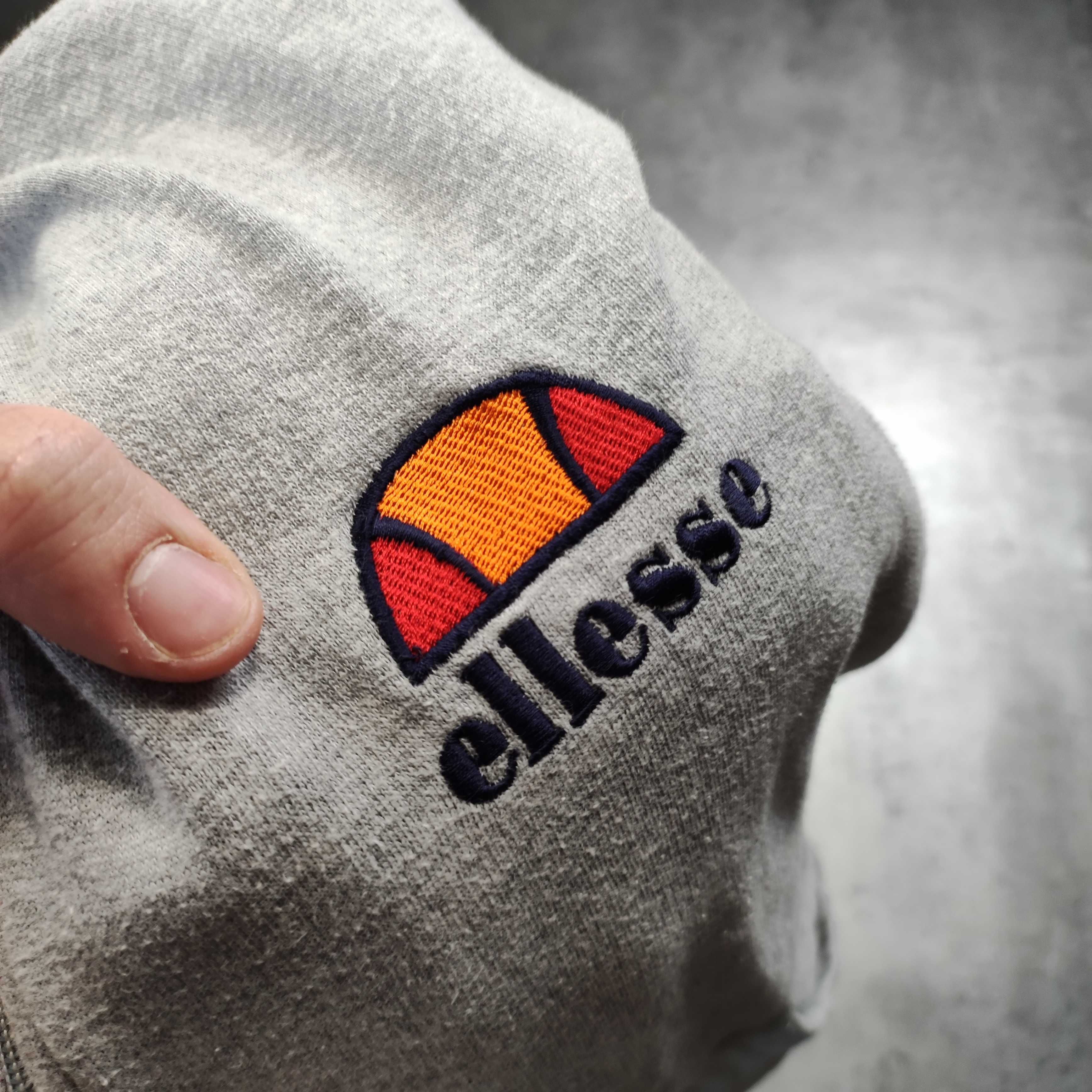 MĘSKA Bluza z Kapturem Bawełna Hoodie Suwak Szara Ellesse Logo