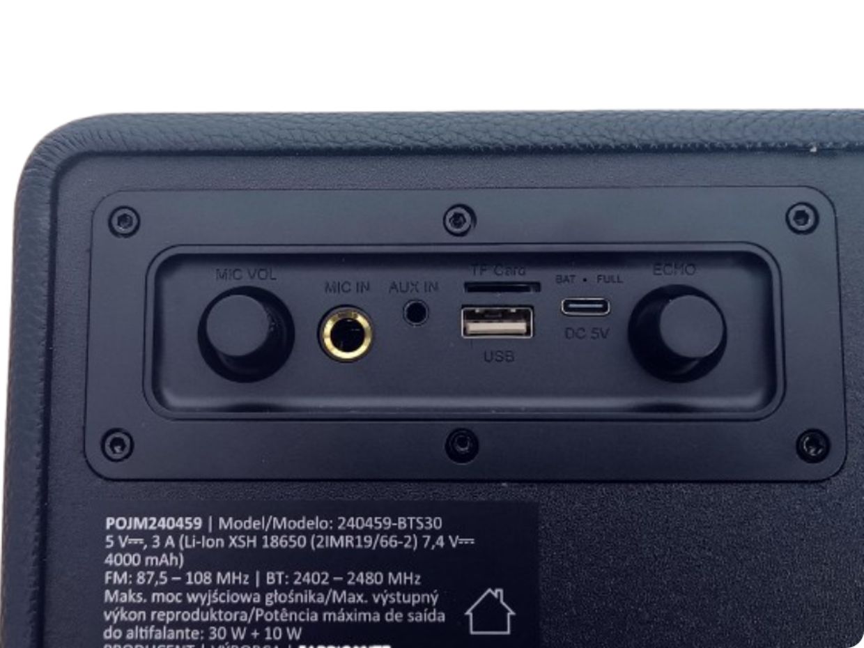 Przenośny głośnik RETRO 30W +10W - Radio FM, BT