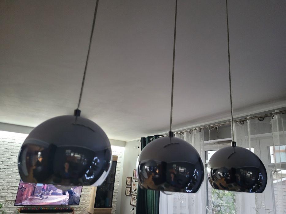 Lampa sufitowa trzy kule chromowane