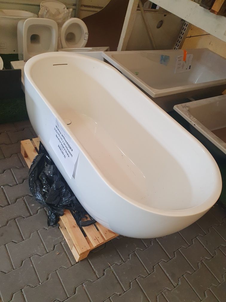 Wanna wolnostojąca 150×70 cm z przelewem Bevisa Sopra biała