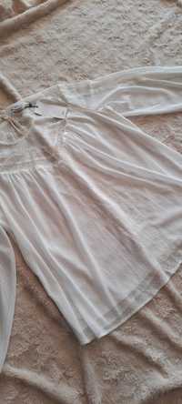 Elegancka biała bluzka z bufiastymi rękawami Mango rozmiar L