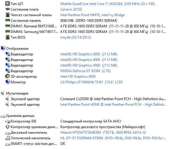 Игровой Ноутбук Lenovo G580 Intel Core i7-3632QM/GeForce 635M(2 ГБ)