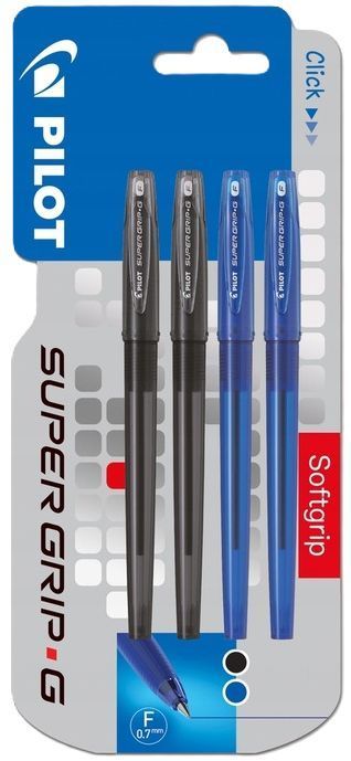 Pilot Super Grip G Fine 4X Długopis Olejowy Ze Skuwką Niebieski Czarny
