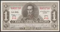 Boliwia 1 boliviano 1928/52 - P 15 - stan bankowy - UNC -