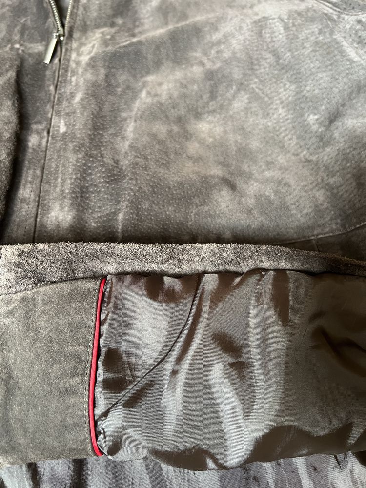 kurtka skórzana zamszowa męska marynarka brązowa jesienna 56 XL / XXL