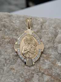 Piękny złoty medalik Matka Boska 585 Ocechowany 3.5 cm