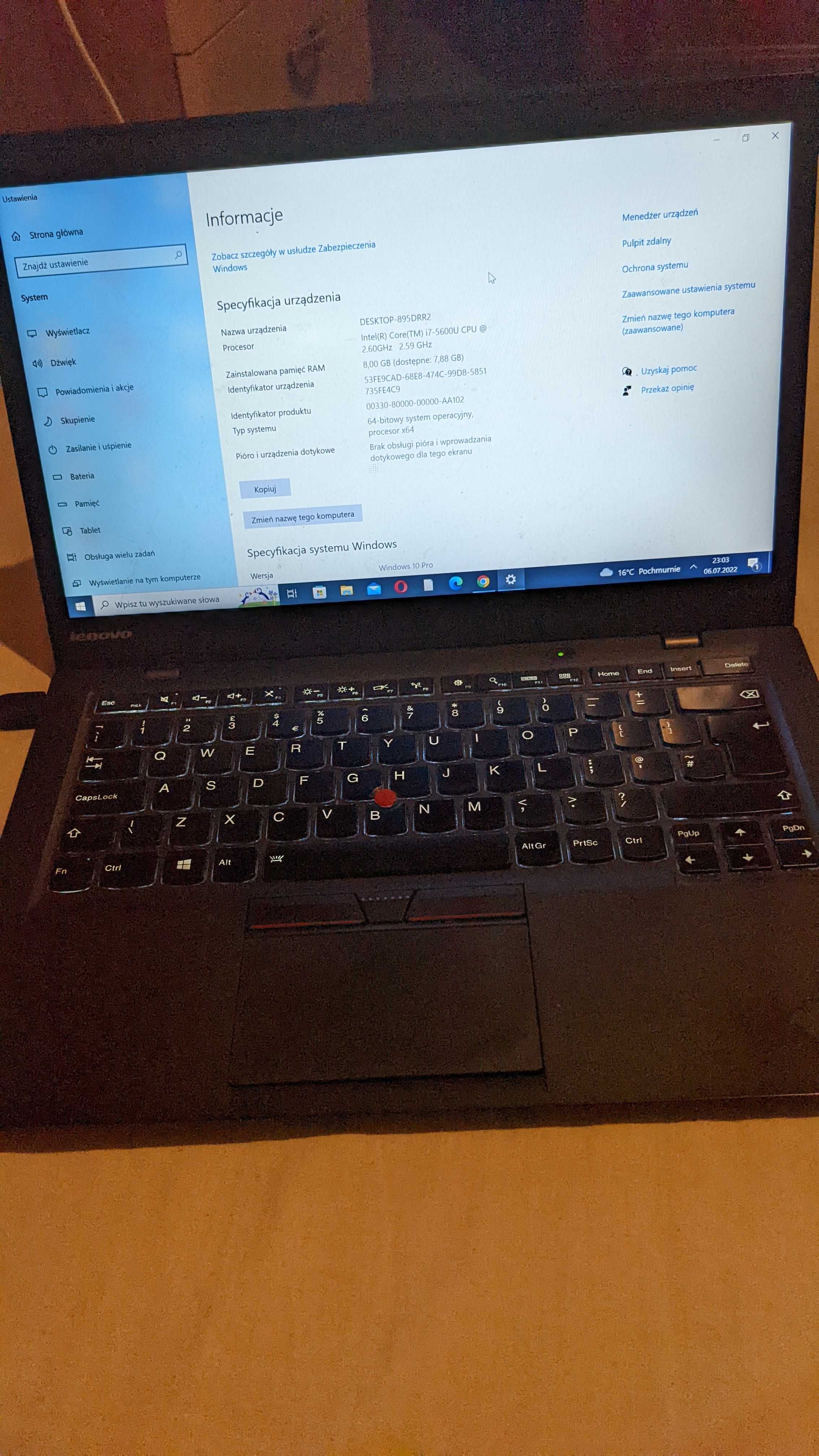 Laptop Lenovo x1  INTEL CORE i7