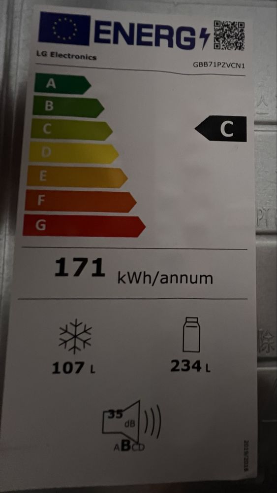 Frigorífico LG GBB71PZVCN1 Inox (Compressor Smart Inverter)