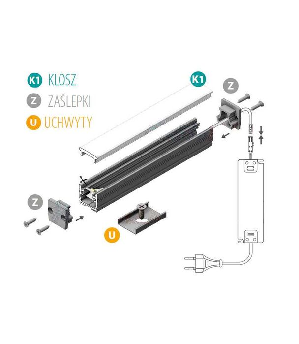 Profil aluminiowy PROFILO anodowany Kanlux 19754 wpuszczany w podłogę
