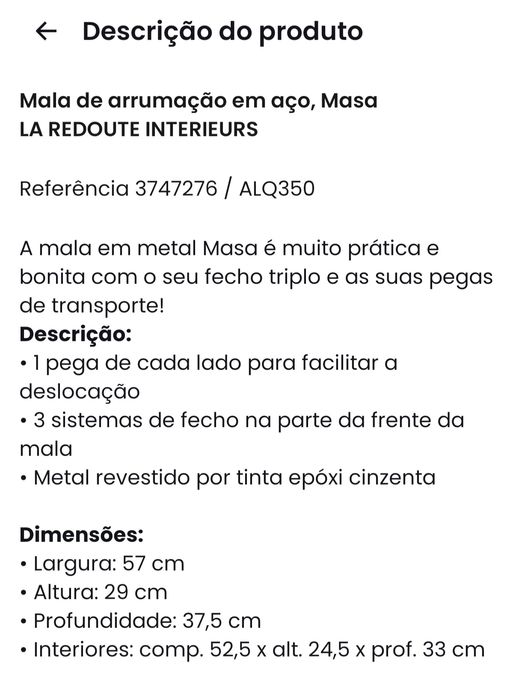 Mala de arrumação em aço lilás