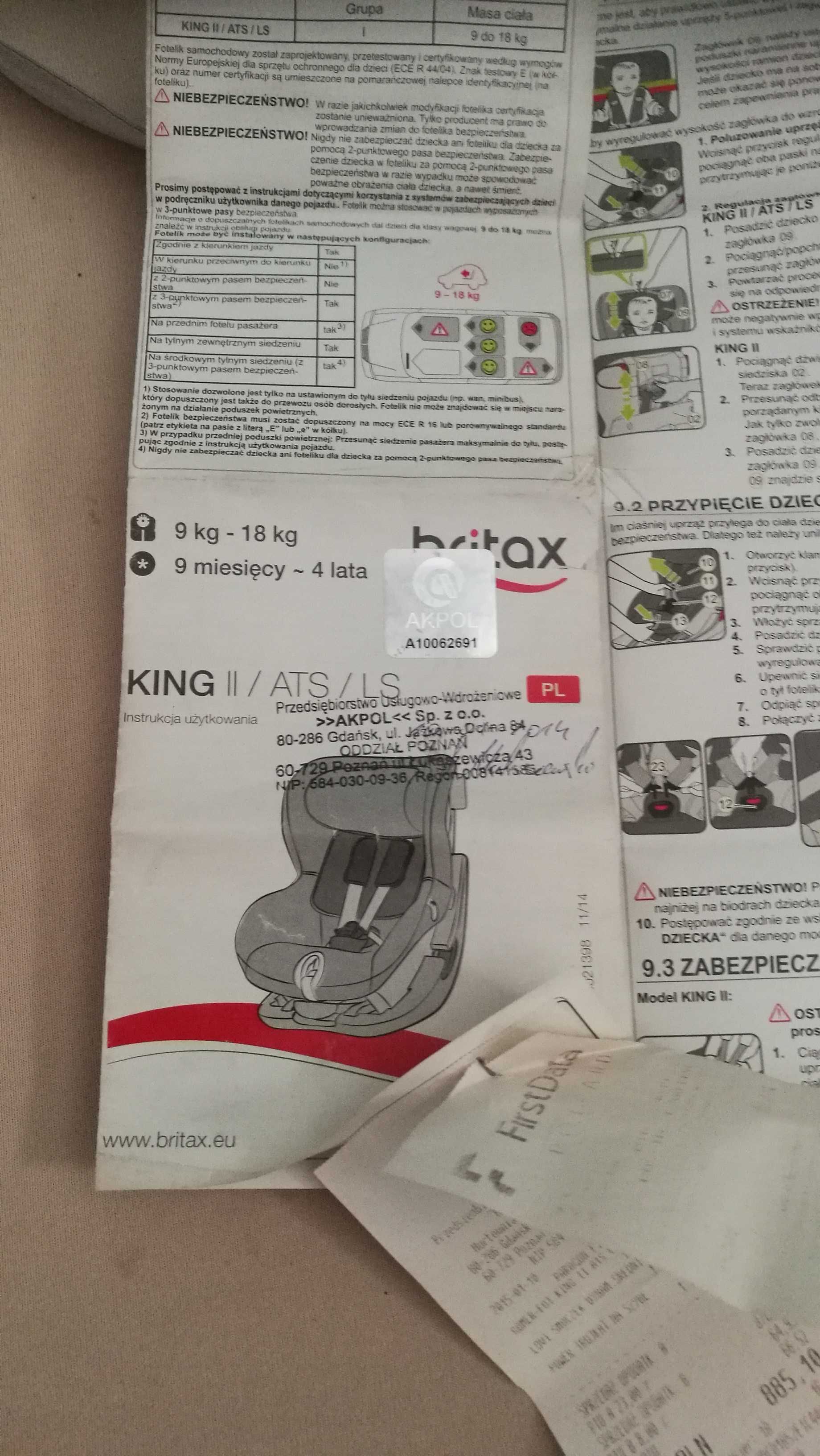 Fotelik samochodowy Britax Romer do 4lat lub 9-18kg Przesyłka Gratis