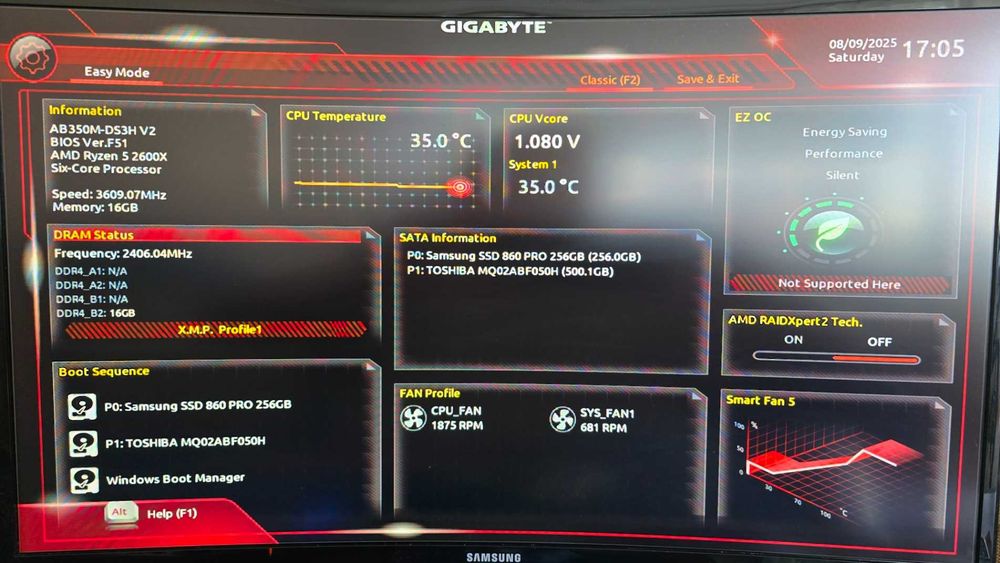 PC Win11 Home AMD Ryzen5 16GB RAM SSD256GB+HDD500GB GTX 1050 Ti