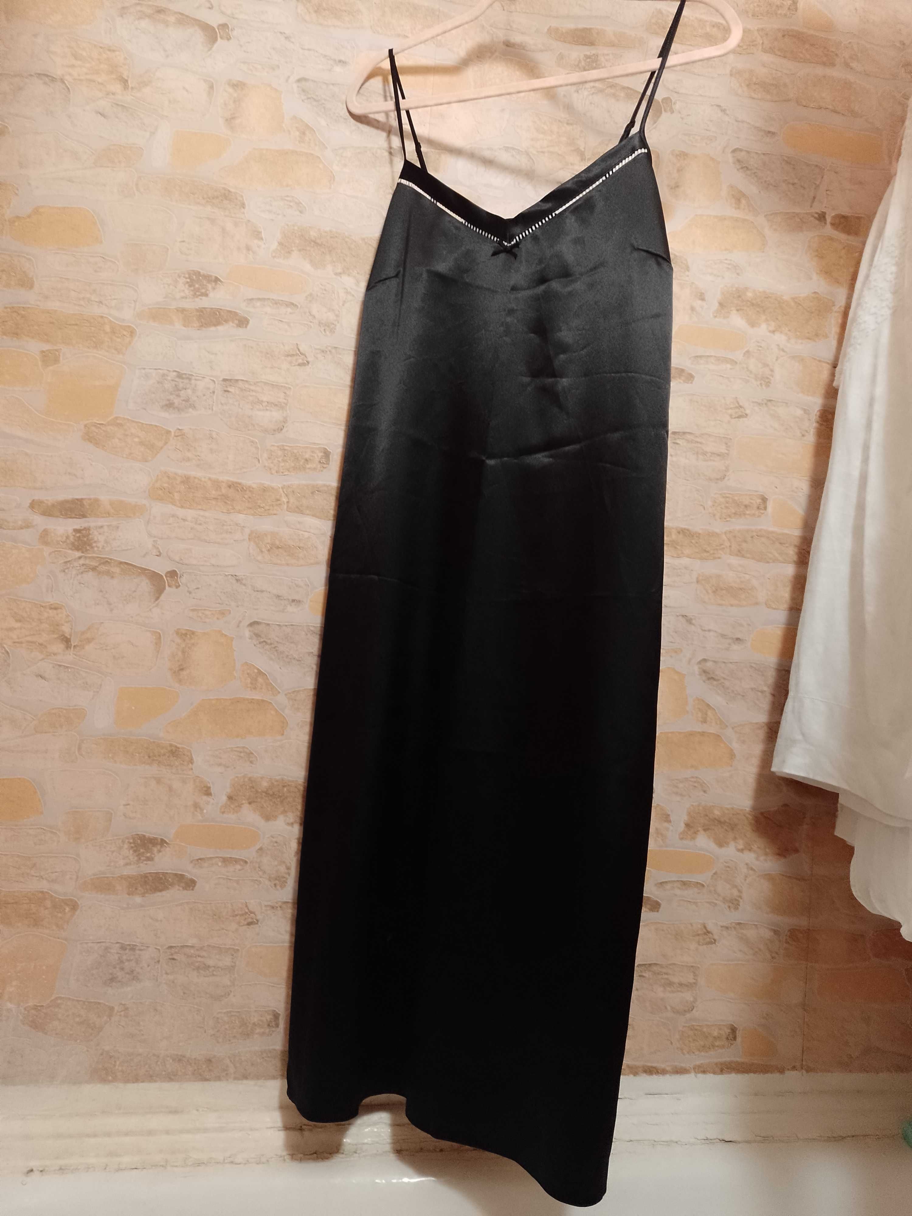 (42/XL) Długa, czarna koszulka nocna z Londynu, jak NOWA