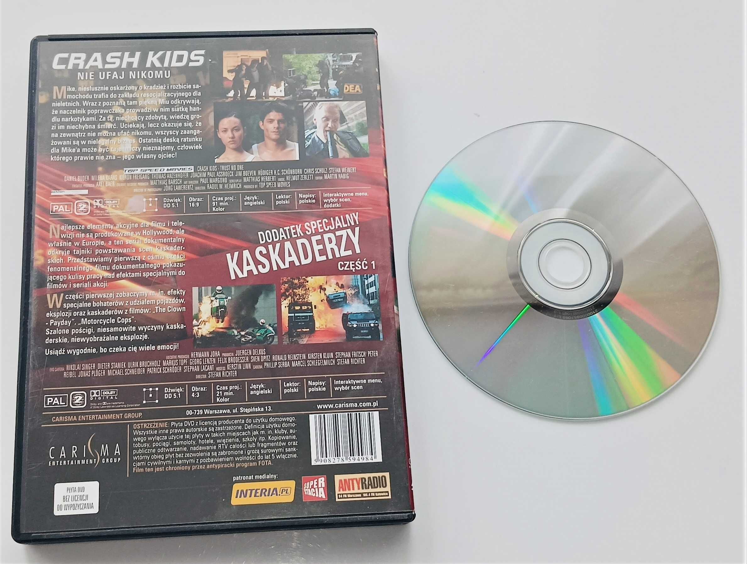 Crash Kids nie ufaj nikomu + kaskaderzy film płyta DVD