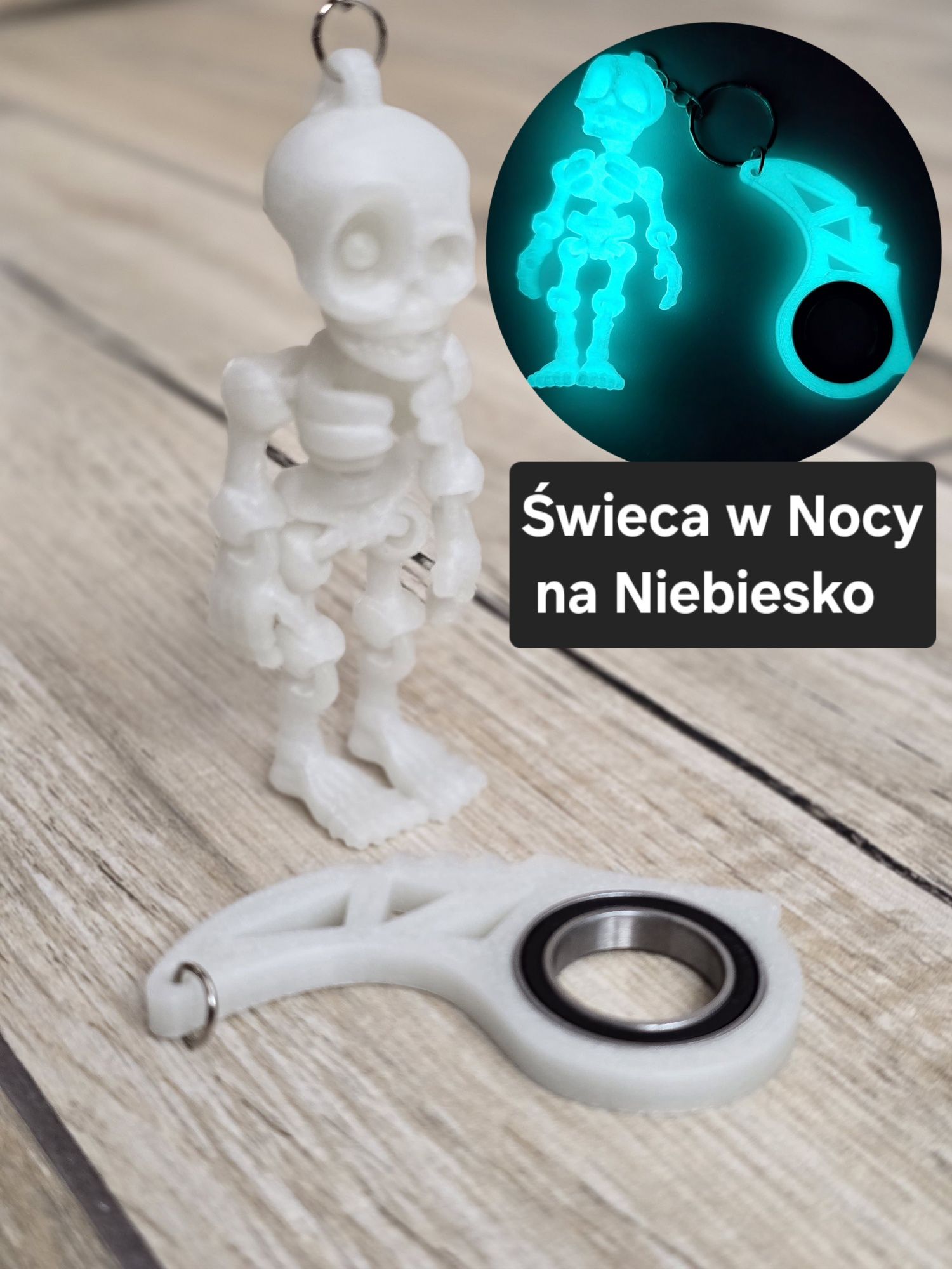 Brelok Szkielet Nocny Blask + KeySpinner 3D - Keyrambit KeyFlipper