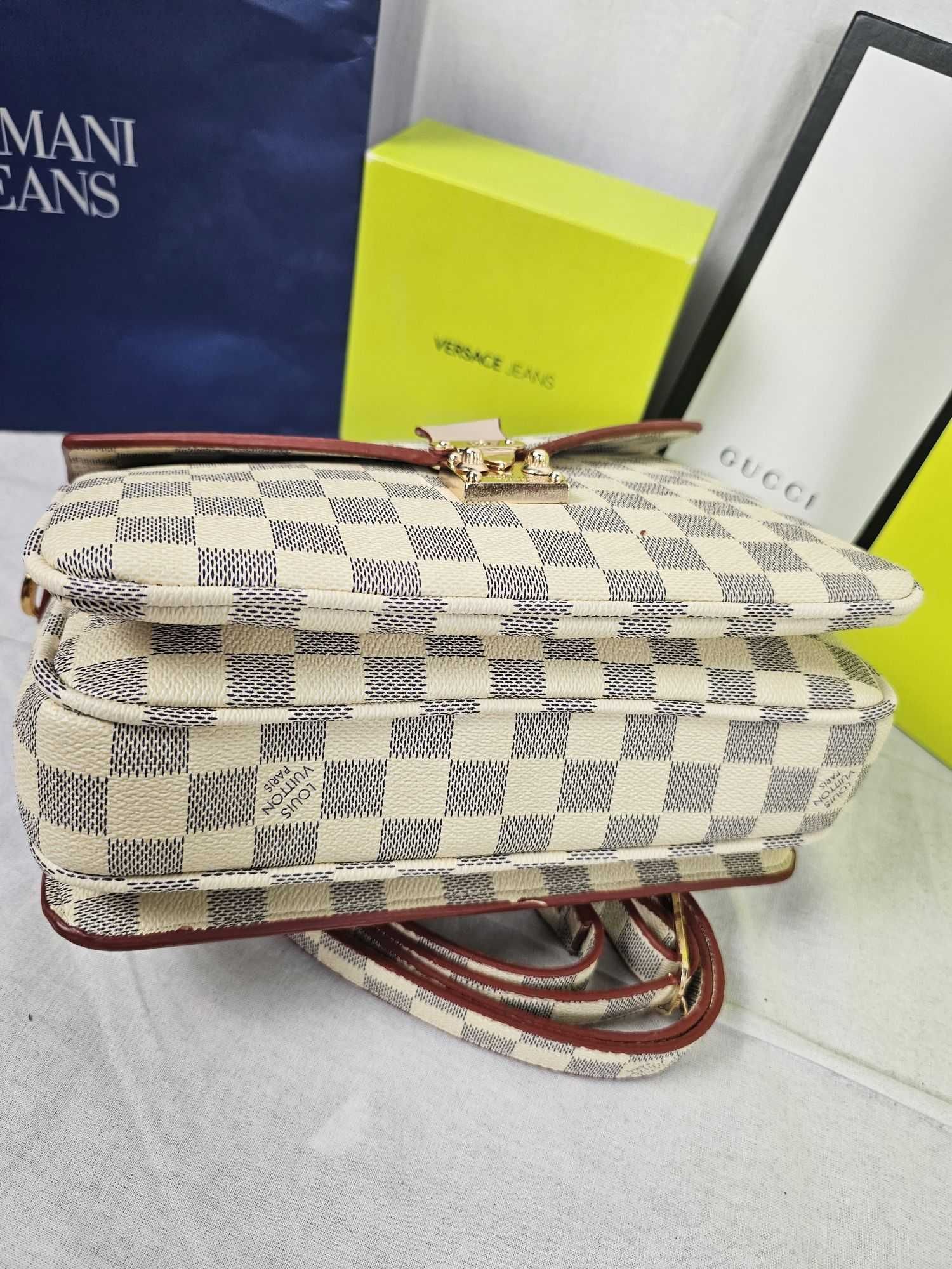 Torba Louis Vuitton metis skórzana biala logowana premium
