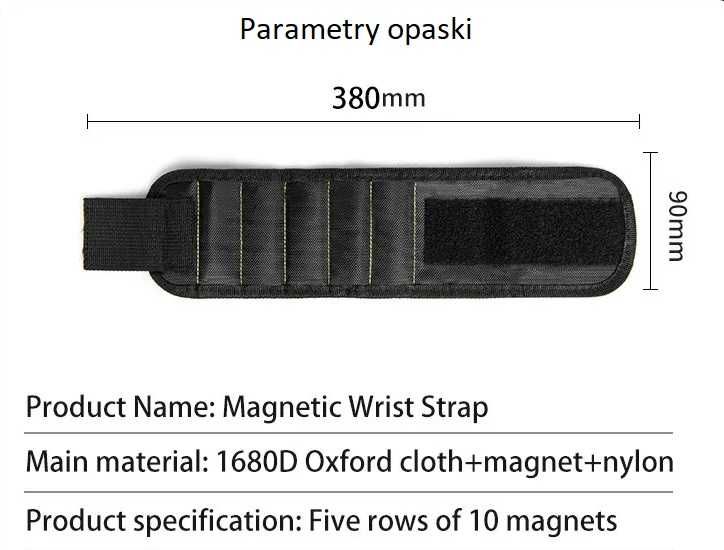 Opaska Narzędziowa na Nadgarstek z 5 Magnesami