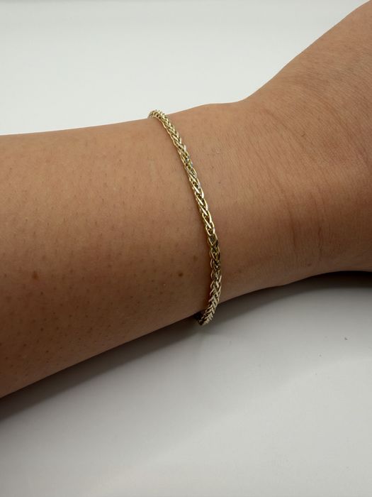 Złota bransoletka damska lisi ogon diamentowana 585 19 cm