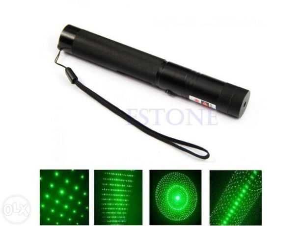 Apontador Laser verde 303 lanterna militar + tampa de padrões + 2