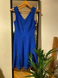 Kobaltowa sukienka - złoty suwak