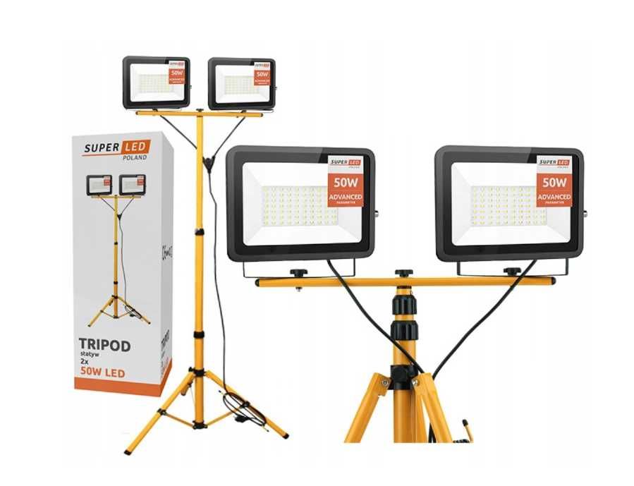 2 Halogen LED na Statywie 2X50W | 11 000LM