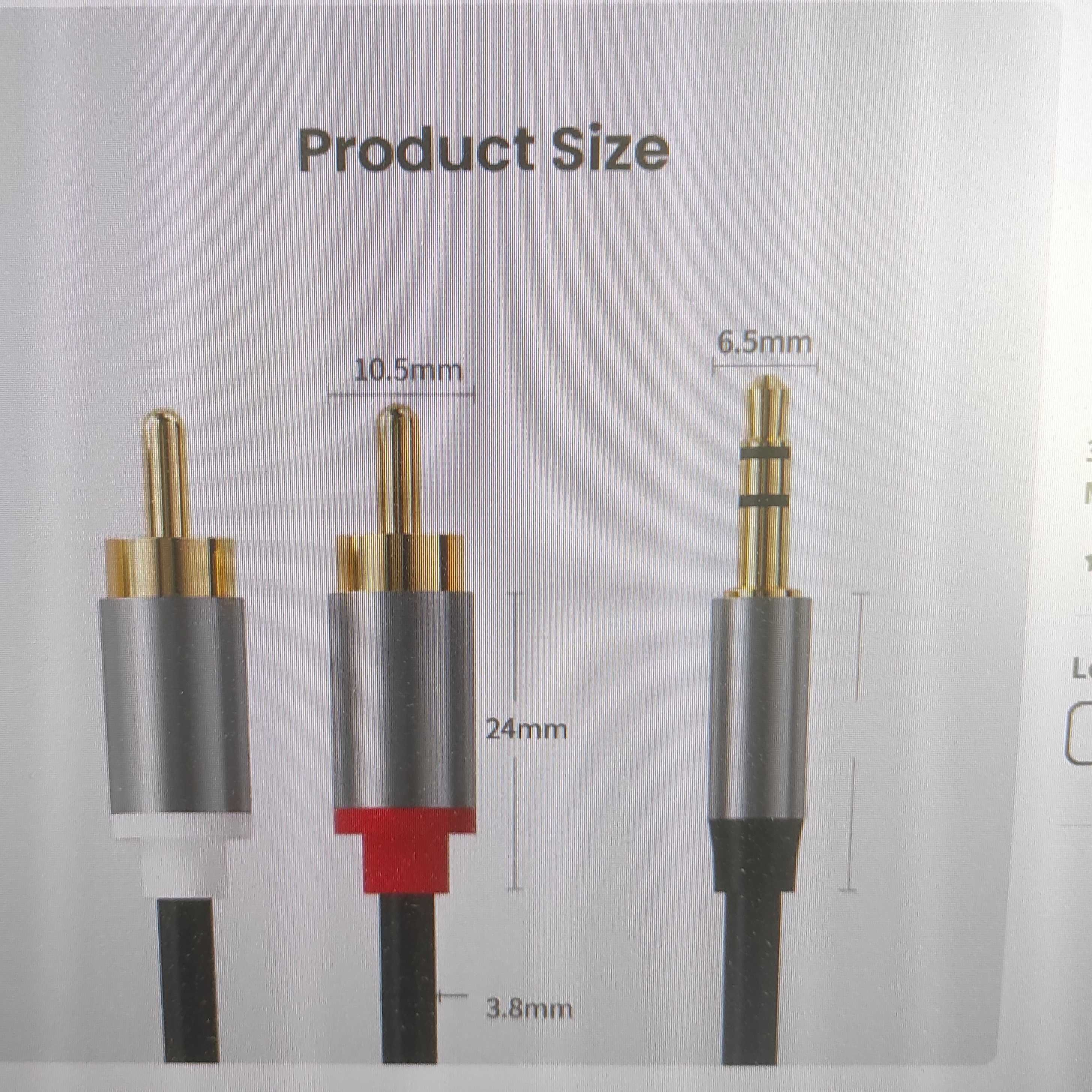 Аудіо кабель, Провід кабель aux jack 3.5mm to 2 x RCA  stereo 1метр