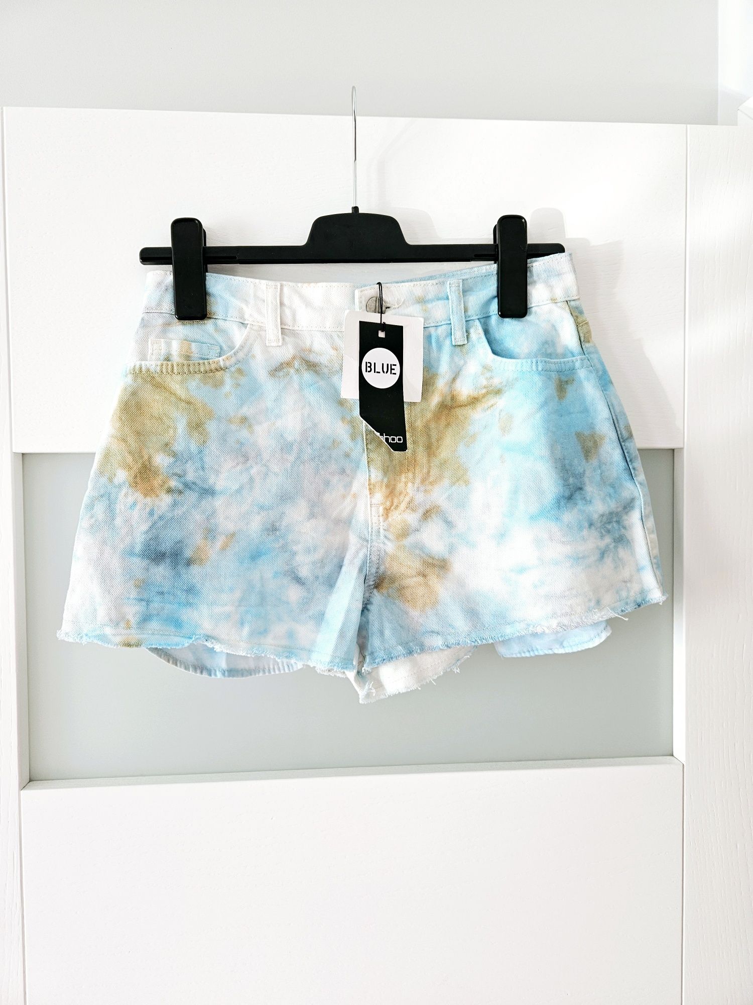 Nowe szorty z wysokim stanem Boohoo m 38 szorty tie dye