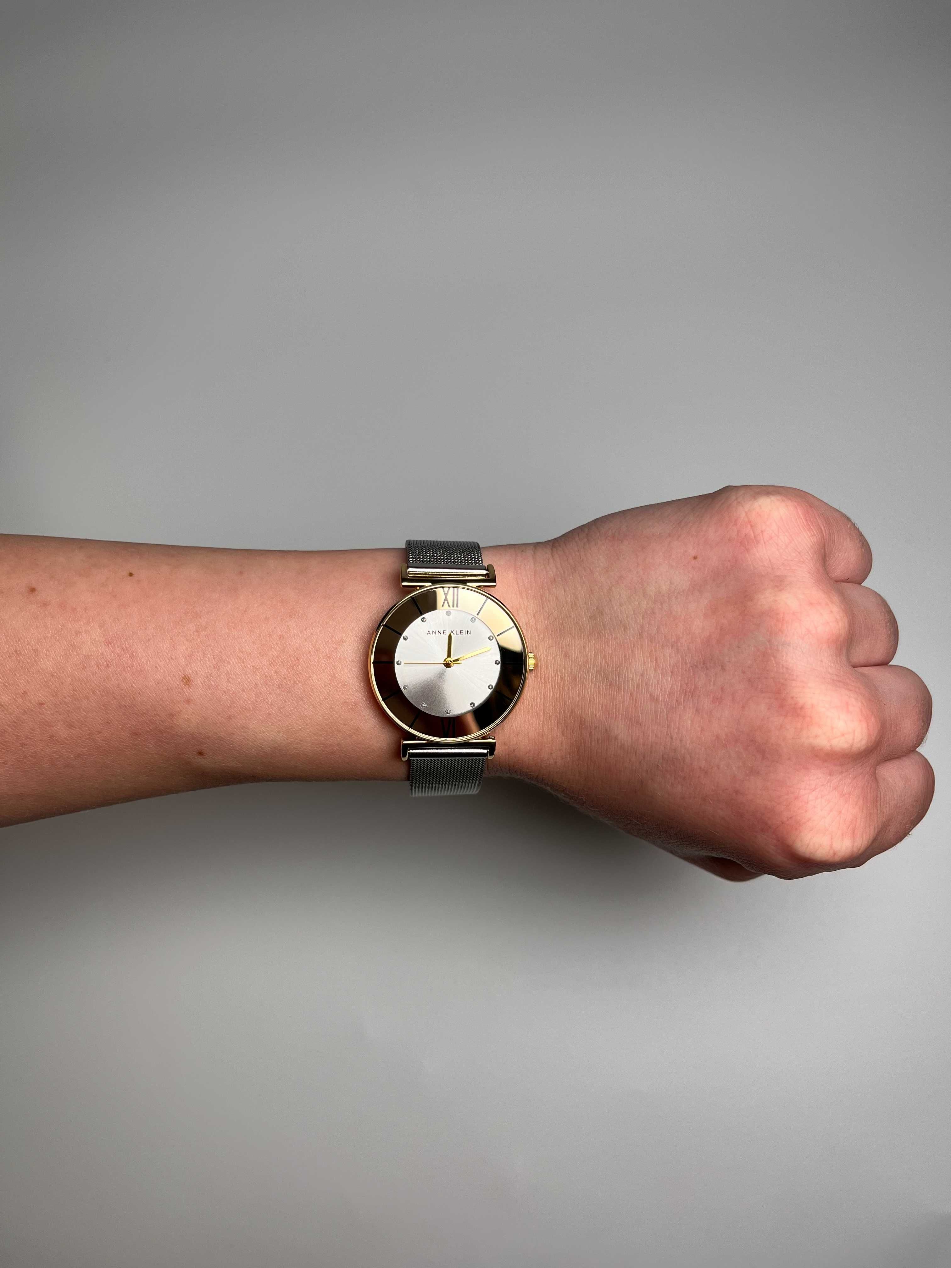Anne Klein AK/3781SVTT, годинник зі сріблястим ремінцем, часы кляйн