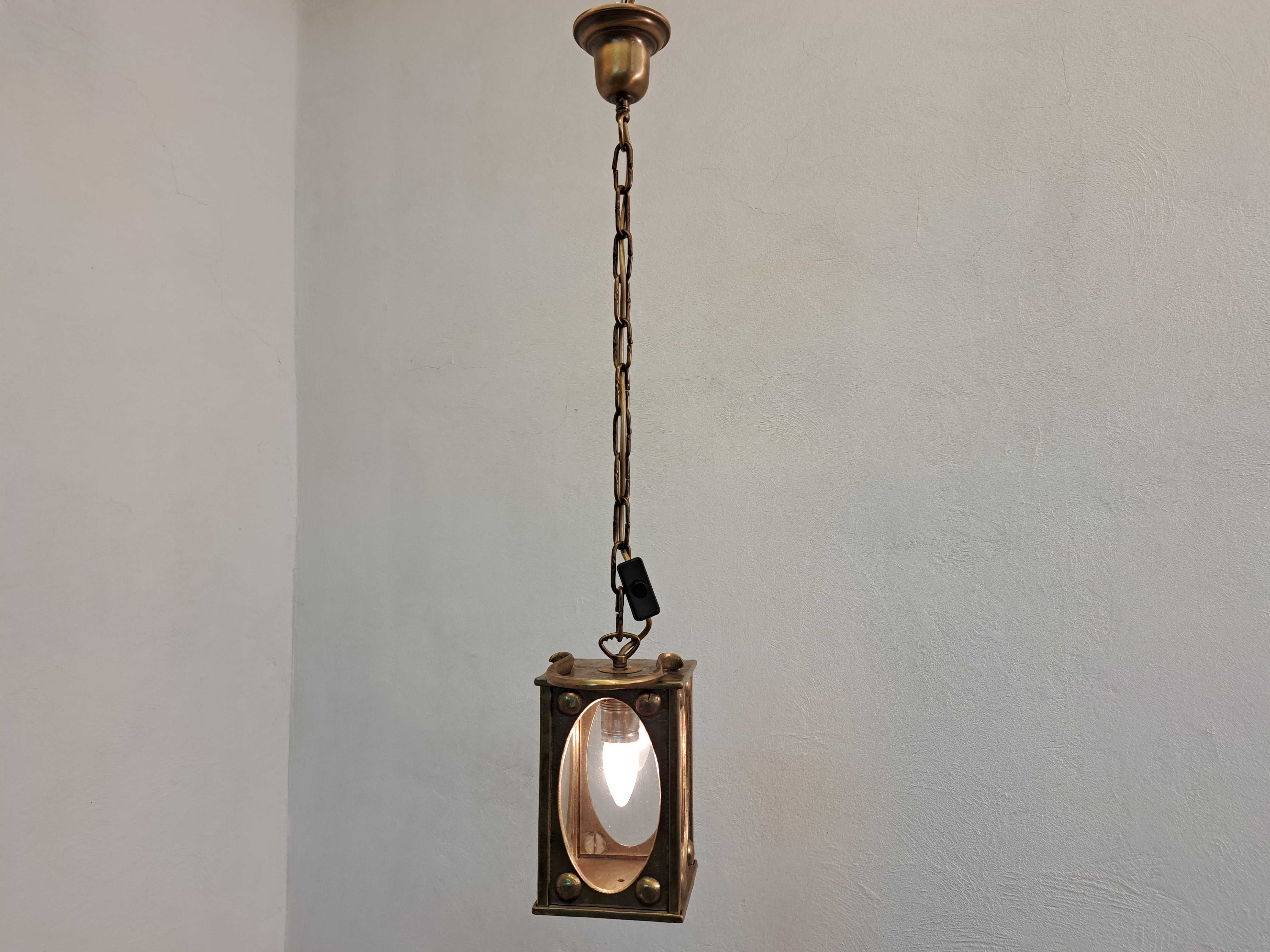 Stara lampa latarenka kaganek z uchwytem, żyrandol