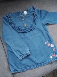 F&F BABY  Bluzka Tunika Jeans 80 12-18m