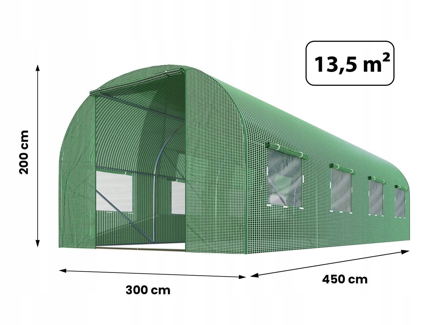 FOLIA na Tunel Ogrodowy 13,5 m² 450 x 300 cm zielony