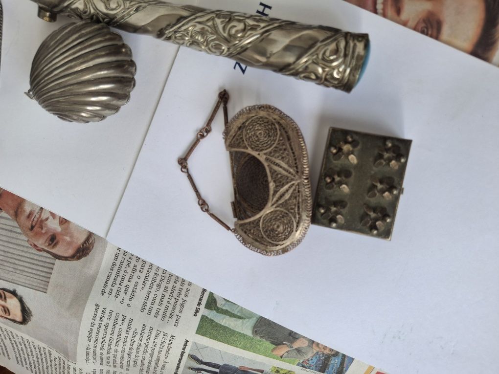 Lote peças vintage em metal
