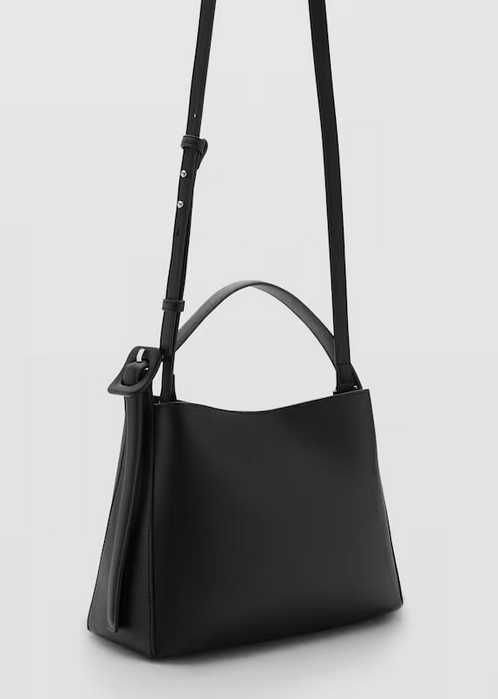 MANGO Torba torebka shopper Mała ze sprzączką zapinana na suwak klamra