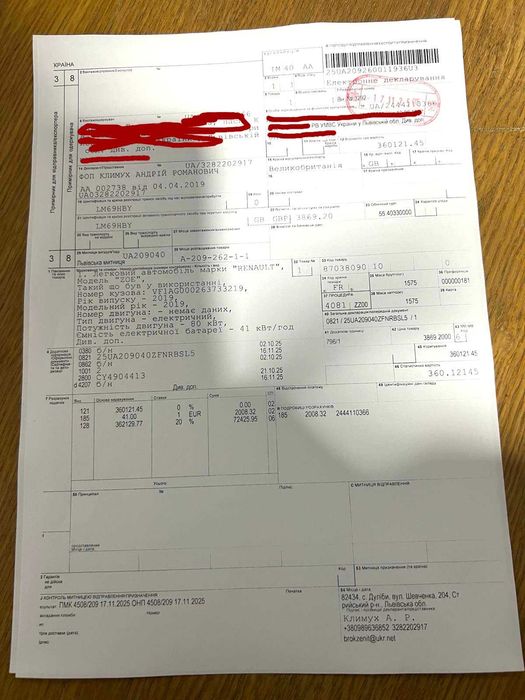 Renault Zoe 2019 40 кВт Правий руль розмитнена в Україні.