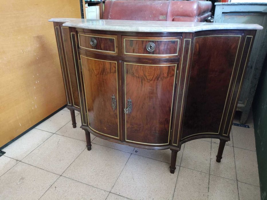 Movel consola aparador vintage tampo pedra marmore